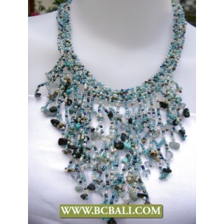 Blue Beading Casandra Chockers Necklaces